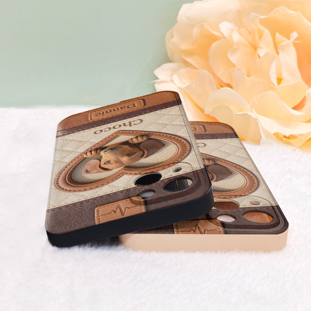 Custom From Any Photo - Personalized Dog Leather Phone Case