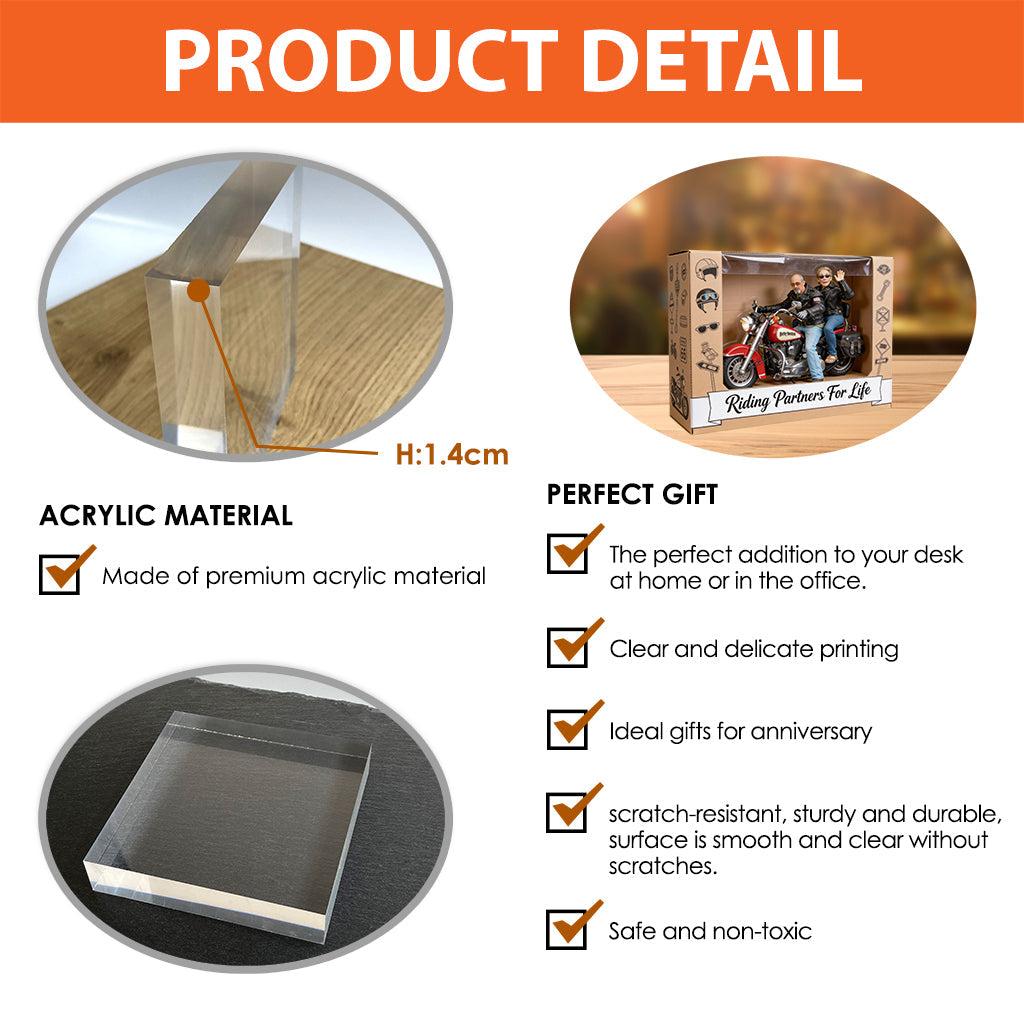 Passionné de moto - Plaque acrylique personnalisée en forme de motard