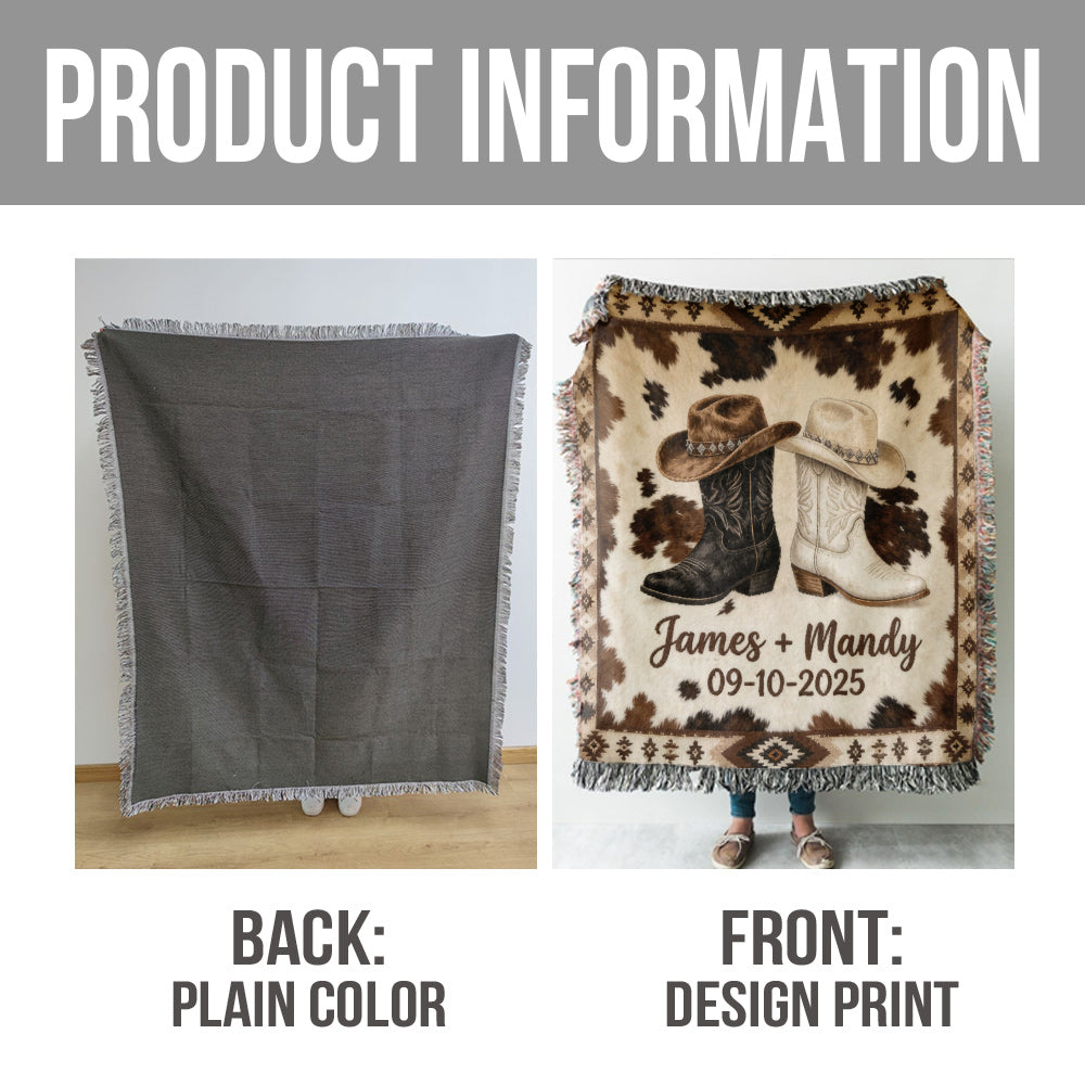 Wir haben das, Landhausdekoration, Cowboy Cowgirl Paar - Personalisierte Western Outfit Gewebte Decke