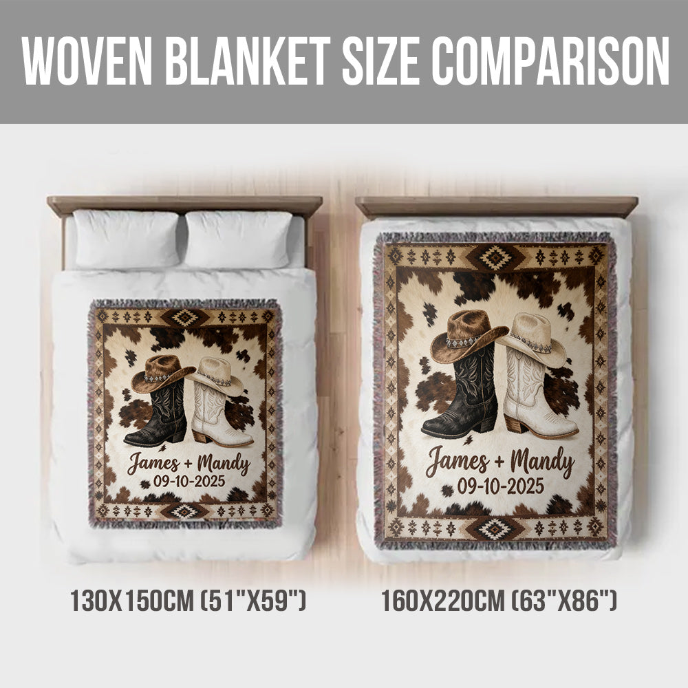 Wir haben das, Landhausdekoration, Cowboy Cowgirl Paar - Personalisierte Western Outfit Gewebte Decke