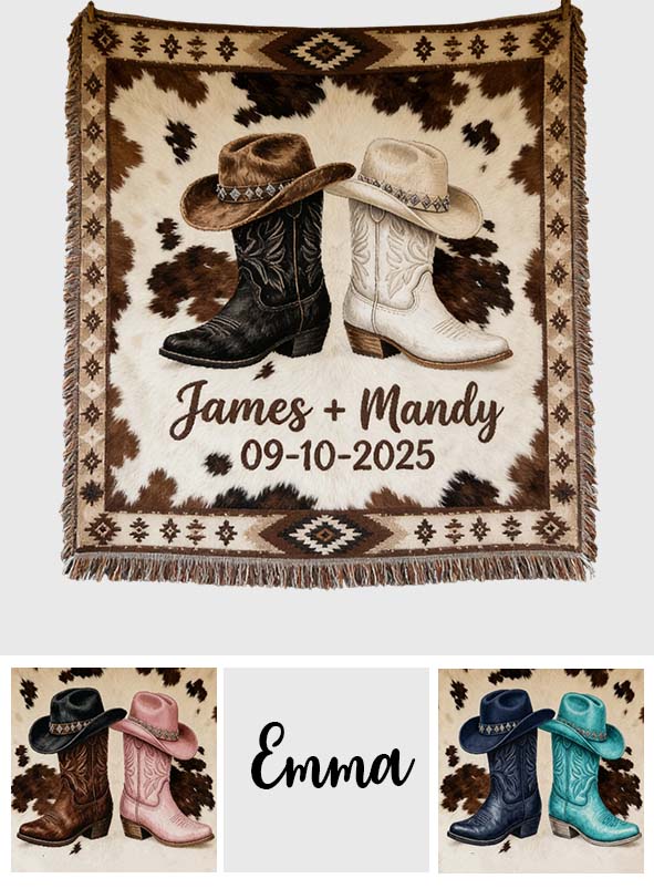 Wir haben das, Landhausdekoration, Cowboy Cowgirl Paar - Personalisierte Western Outfit Gewebte Decke