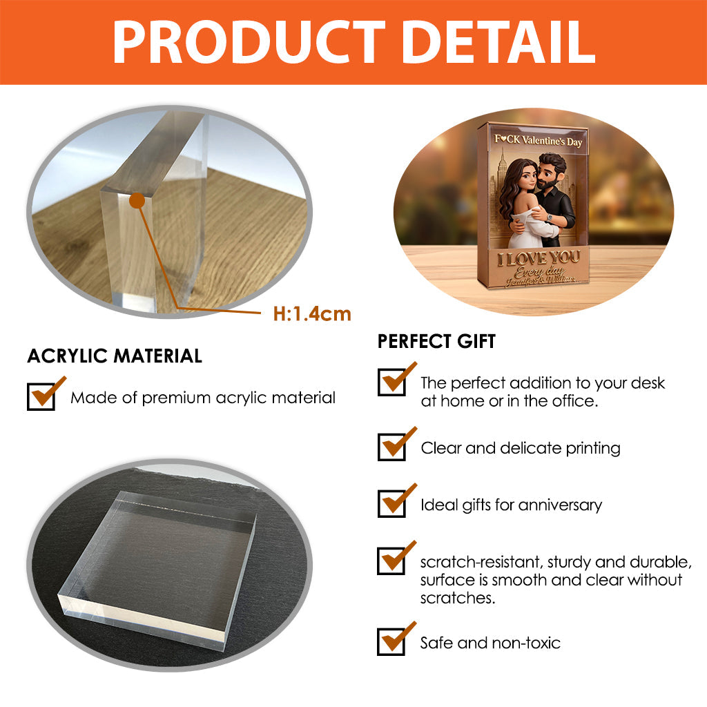 I Love You Every Day - Personalized Couple Custom Shaped Acrylic Plaque