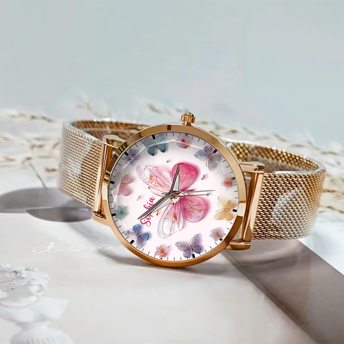Crystal Butterflies - Personalized Butterfly Women Hand Watch