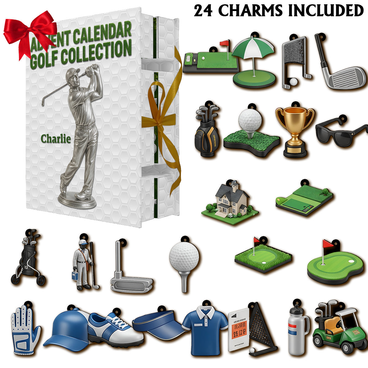 Golf-Kollektion – Personalisierter Golf-Adventskalender zum Zusammenfalten mit Ornamenten