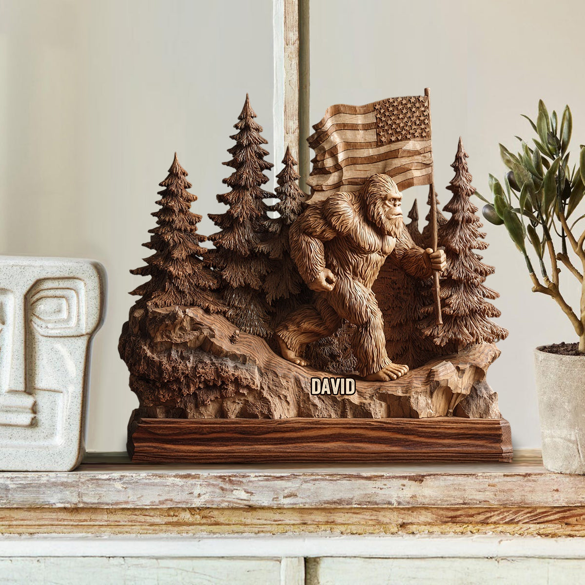 Ich glaube – Personalisierte Wanderplakette aus Holz in individueller Form