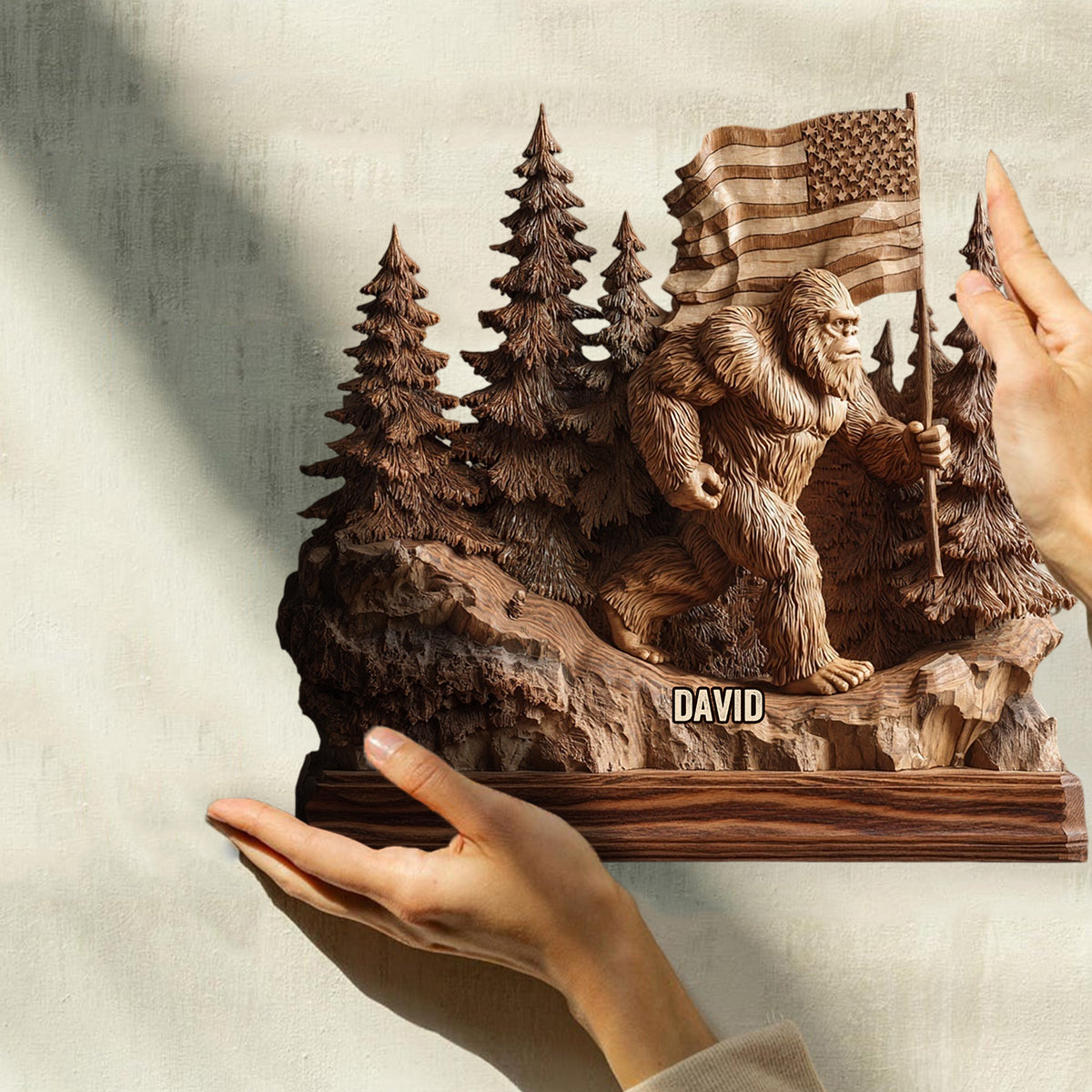 Ich glaube – Personalisierte Wanderplakette aus Holz in individueller Form