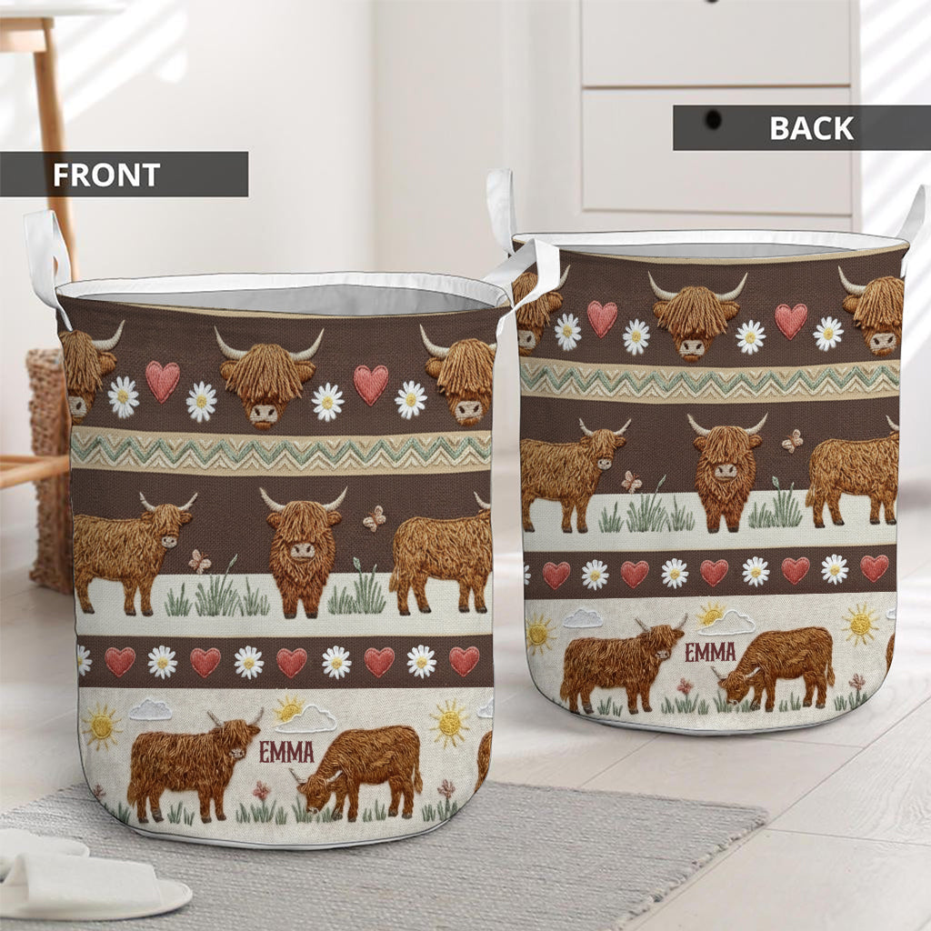 Farm Life - Personalized Highland Cow Storage Basket