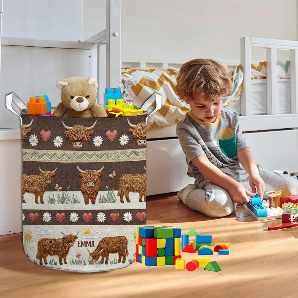 Farm Life - Personalized Highland Cow Storage Basket