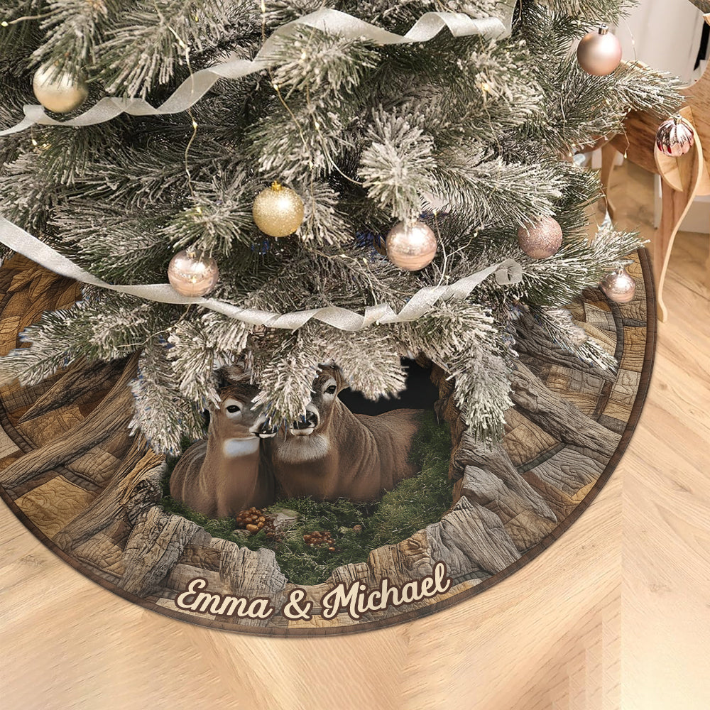 You & Me - Personalized Hunting Shaped Tree Skirt