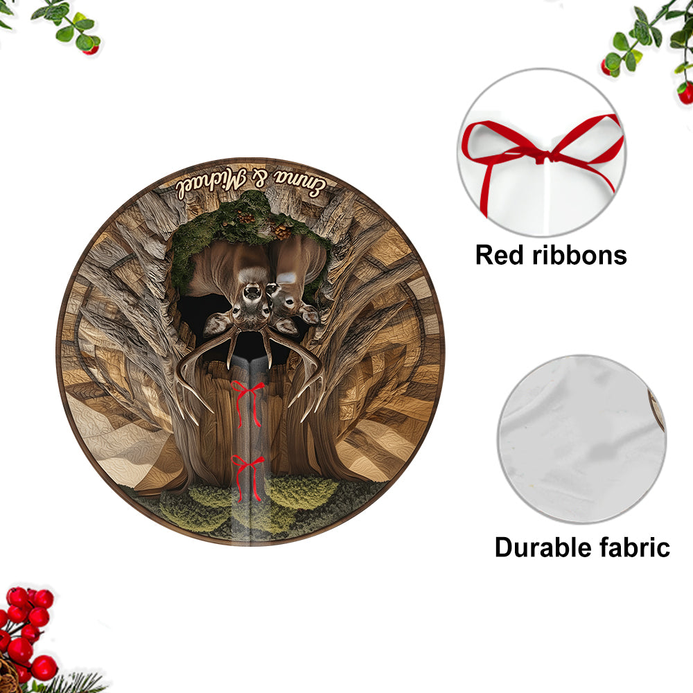 You & Me - Personalized Hunting Shaped Tree Skirt