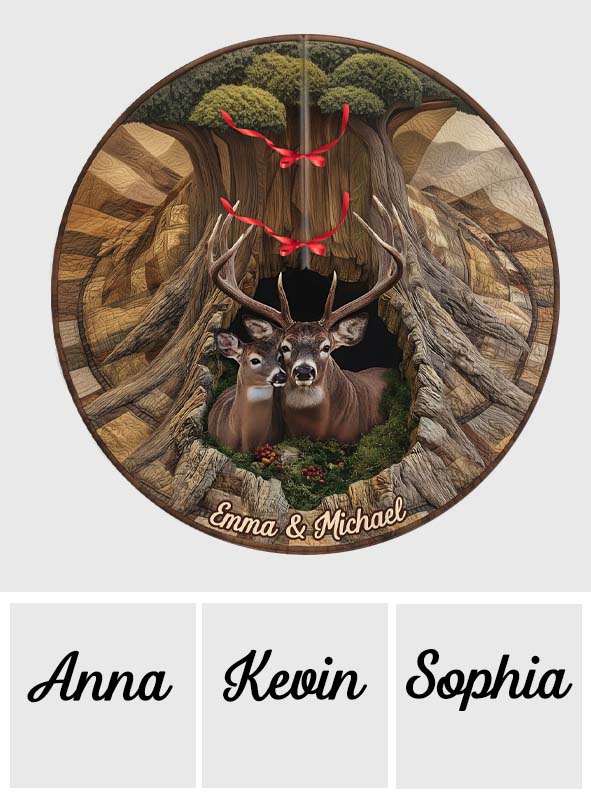 You & Me - Personalized Hunting Shaped Tree Skirt