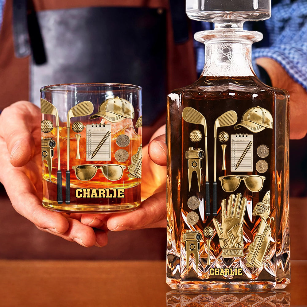 Live Love Golf - Personalized Golf Whiskey Decanter Set