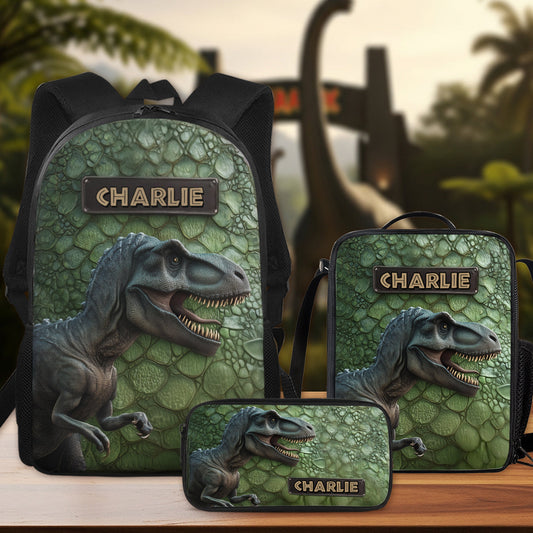 Dinosaur - Personalized Kid Backpack Lunch Bag Pencil Case Set