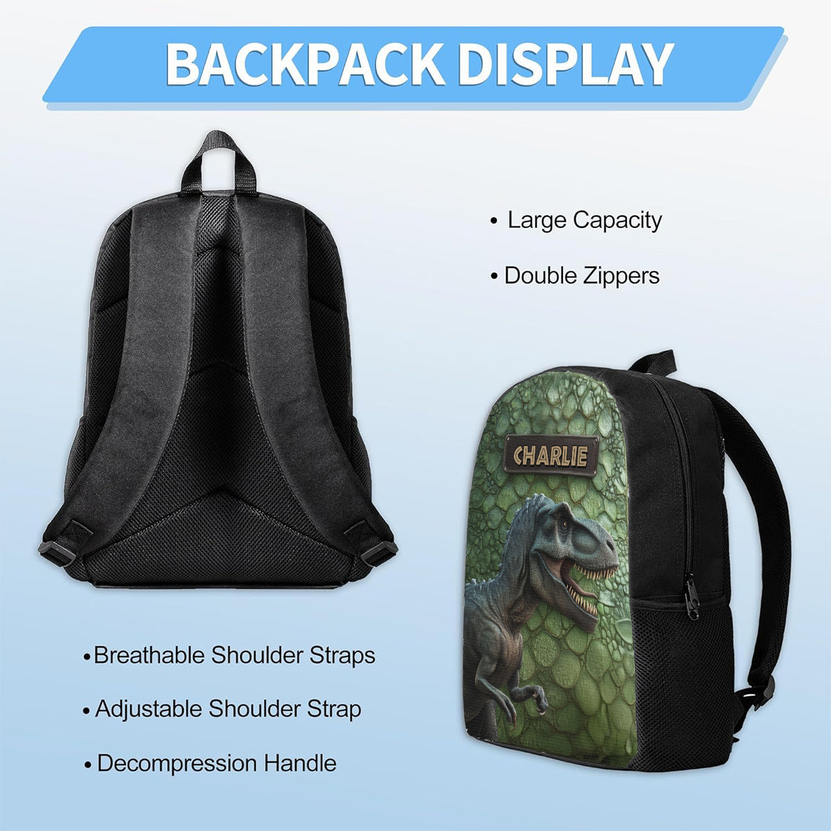 Dinosaur - Personalized Kid Backpack Lunch Bag Pencil Case Set