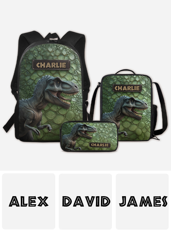 Dinosaur - Personalized Kid Backpack Lunch Bag Pencil Case Set