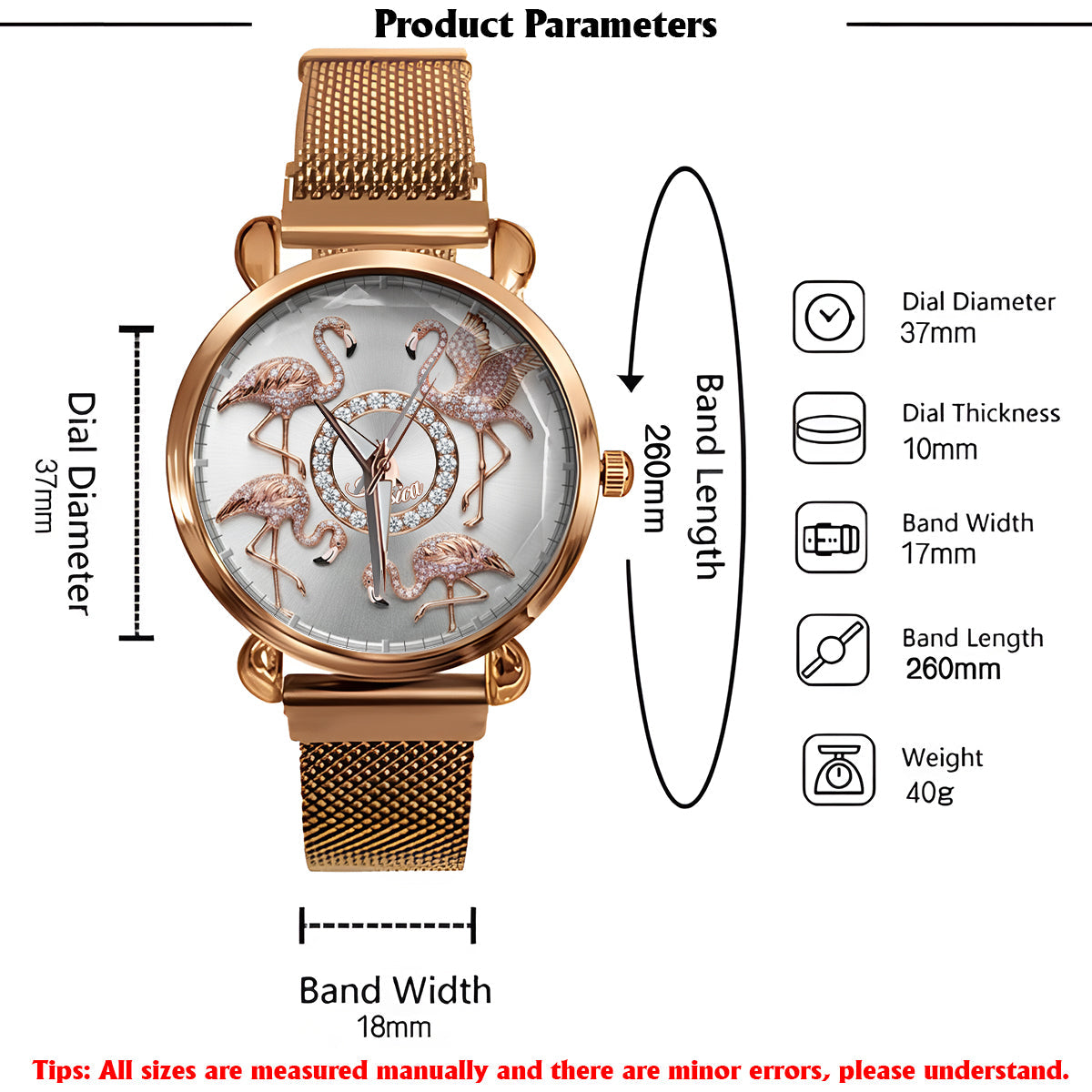 Flamingos lieben – Personalisierte Flamingo-Damenhanduhr 
