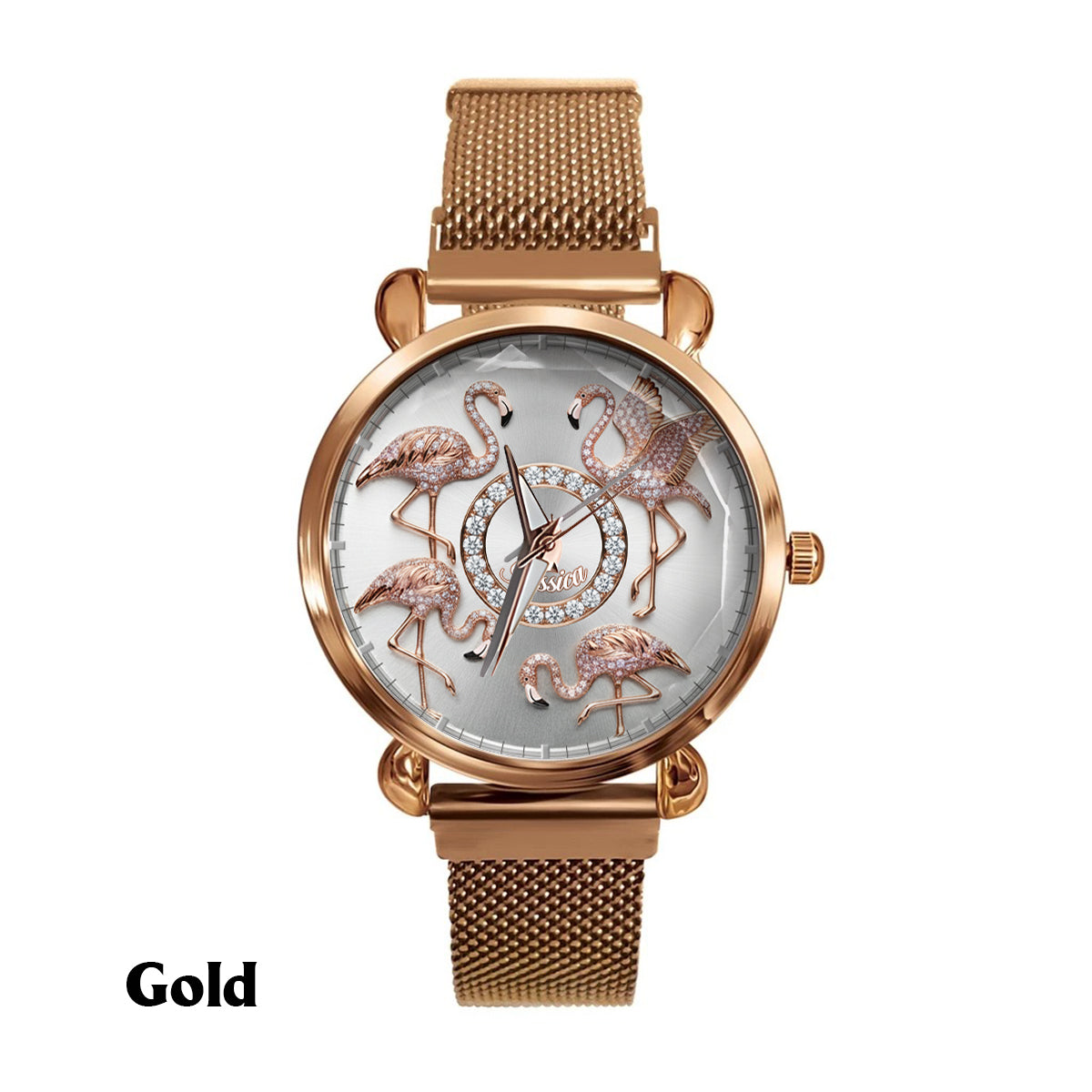 Flamingos lieben – Personalisierte Flamingo-Damenhanduhr 