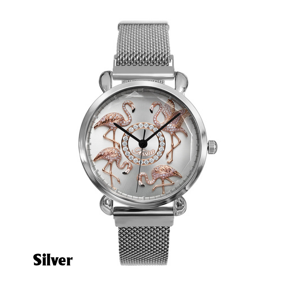 Flamingos lieben – Personalisierte Flamingo-Damenhanduhr 