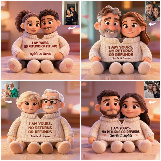 I Am Yours - Personalized Couple Faux Fur Shaped Pillow