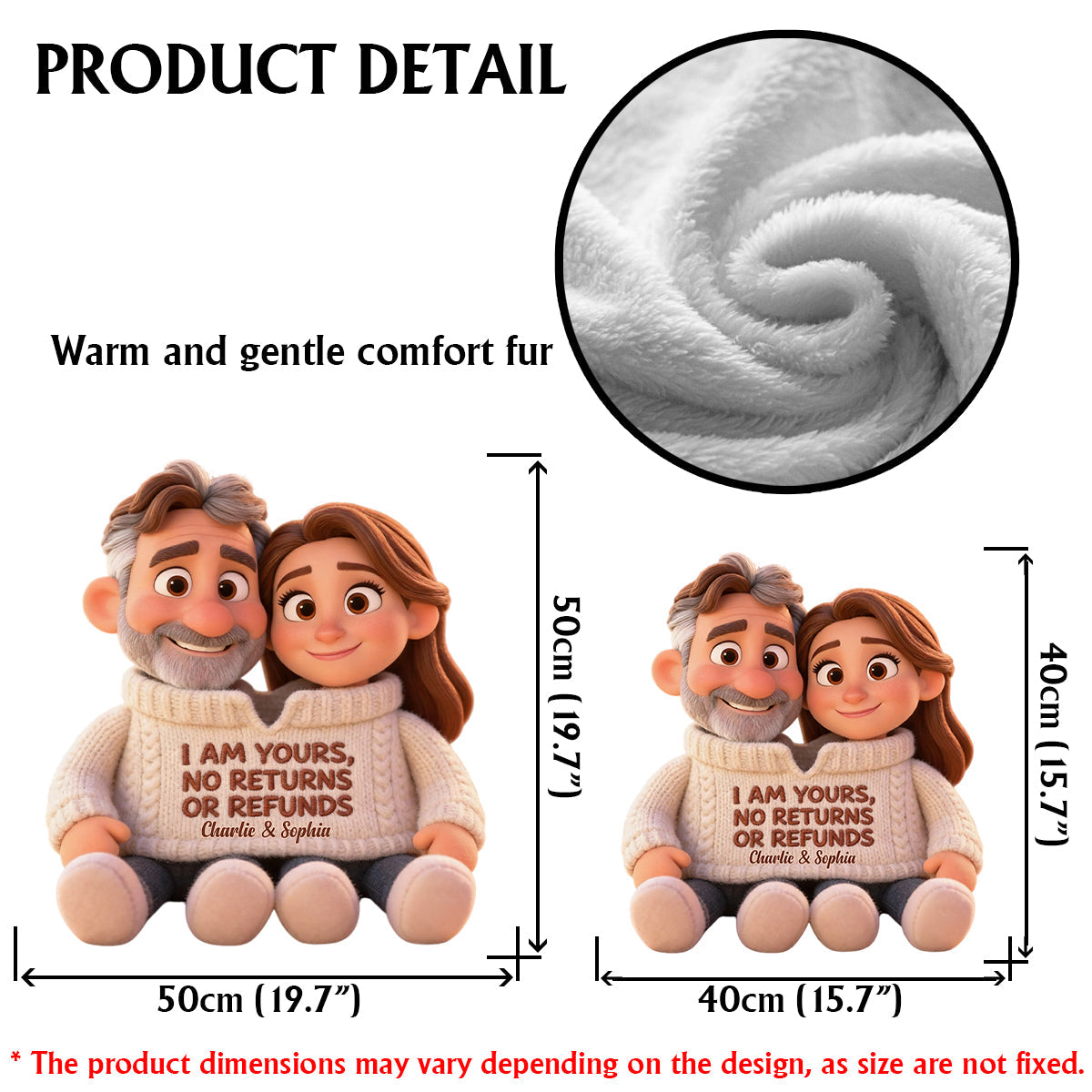 I Am Yours - Personalized Couple Faux Fur Shaped Pillow