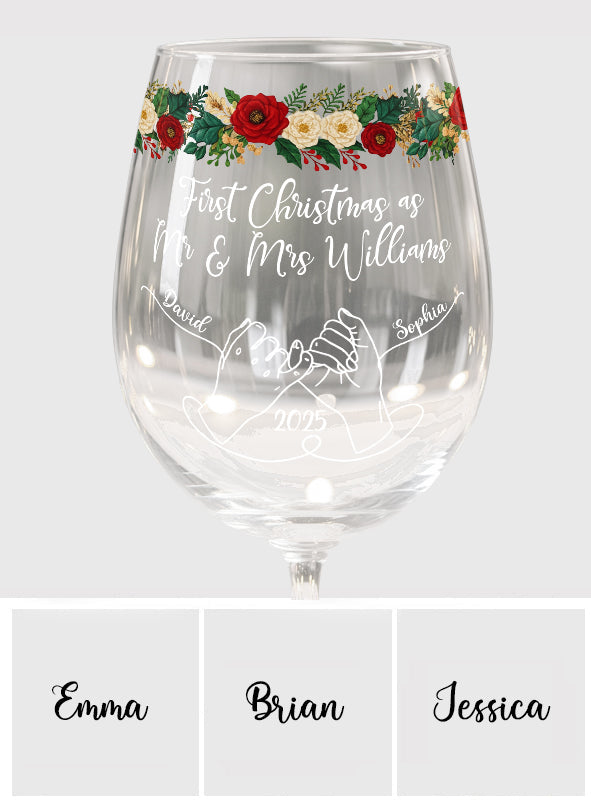 Our First Christmas Together - Personalized Couple Wine Glass With Long Stem