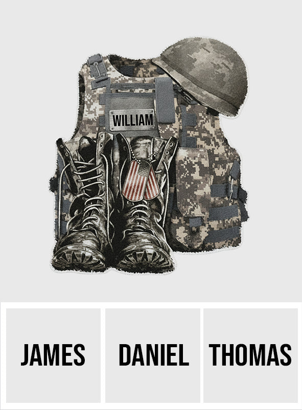 Military Uniform - Boots & Hat - Personalized Veteran Non-Slip Tufted Rug