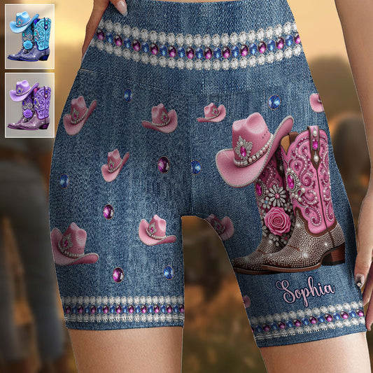 Coole Cowgirl-Shorts – Personalisierte Cowgirl-Radlerhosen mit hohem Bund