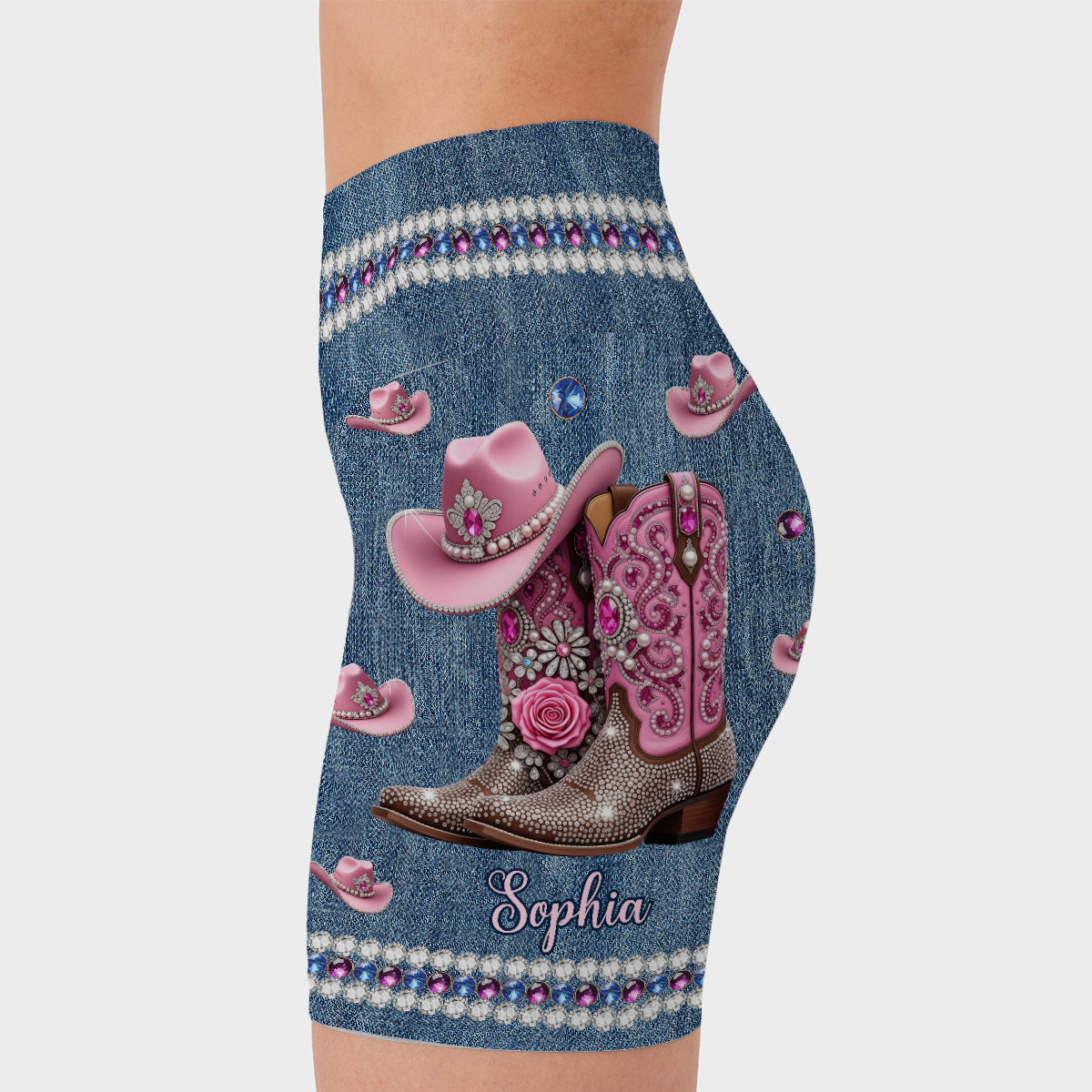 Coole Cowgirl-Shorts – Personalisierte Cowgirl-Radlerhosen mit hohem Bund