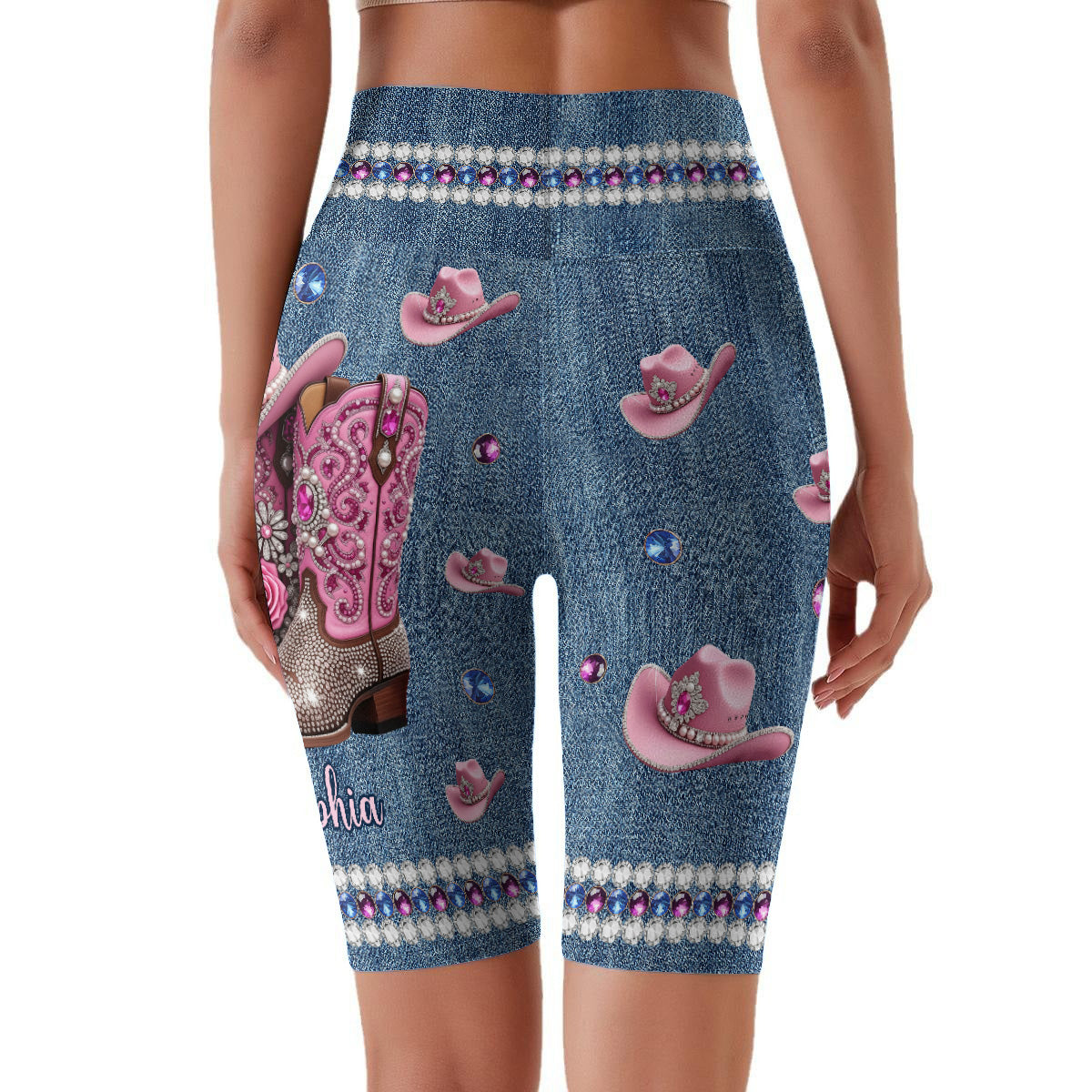 Coole Cowgirl-Shorts – Personalisierte Cowgirl-Radlerhosen mit hohem Bund