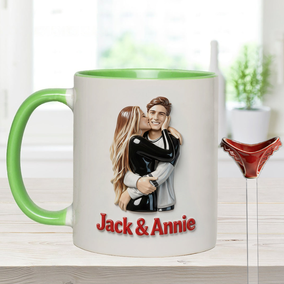 Cadeau idéal pour lui - Mug décoratif personnalisé « Couple épicé » avec agitateurs en acrylique