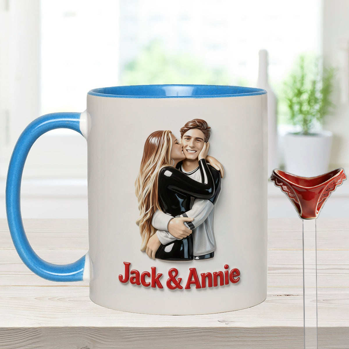 Cadeau idéal pour lui - Mug décoratif personnalisé « Couple épicé » avec agitateurs en acrylique