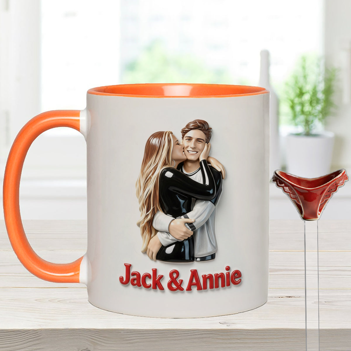 Cadeau idéal pour lui - Mug décoratif personnalisé « Couple épicé » avec agitateurs en acrylique