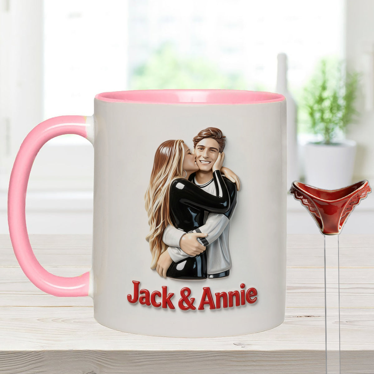 Cadeau idéal pour lui - Mug décoratif personnalisé « Couple épicé » avec agitateurs en acrylique