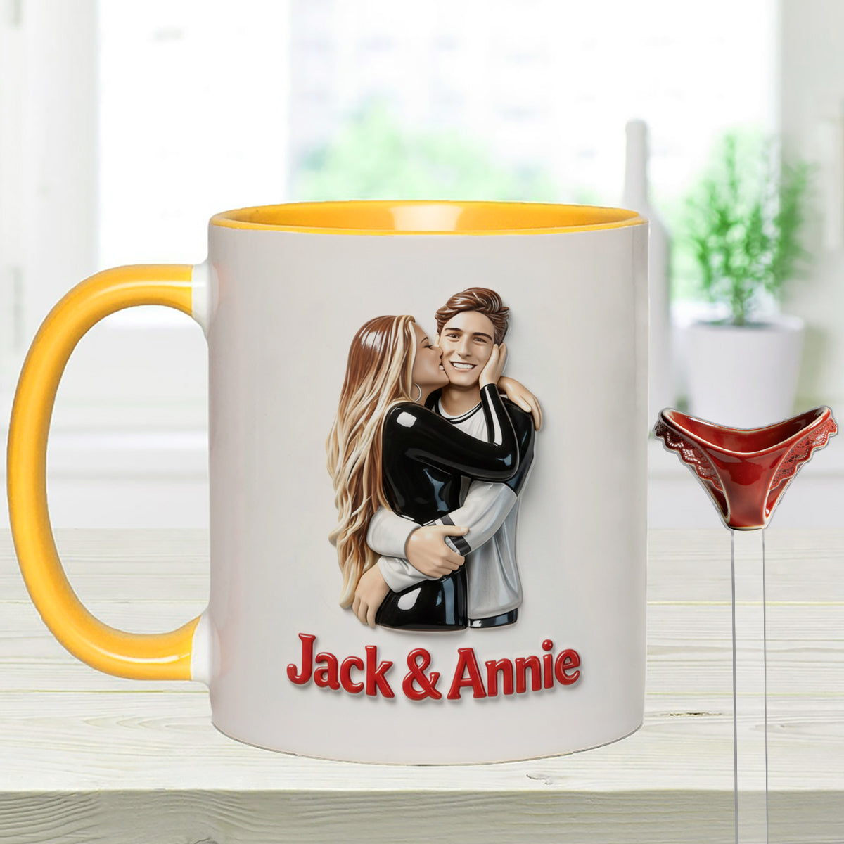 Cadeau idéal pour lui - Mug décoratif personnalisé « Couple épicé » avec agitateurs en acrylique