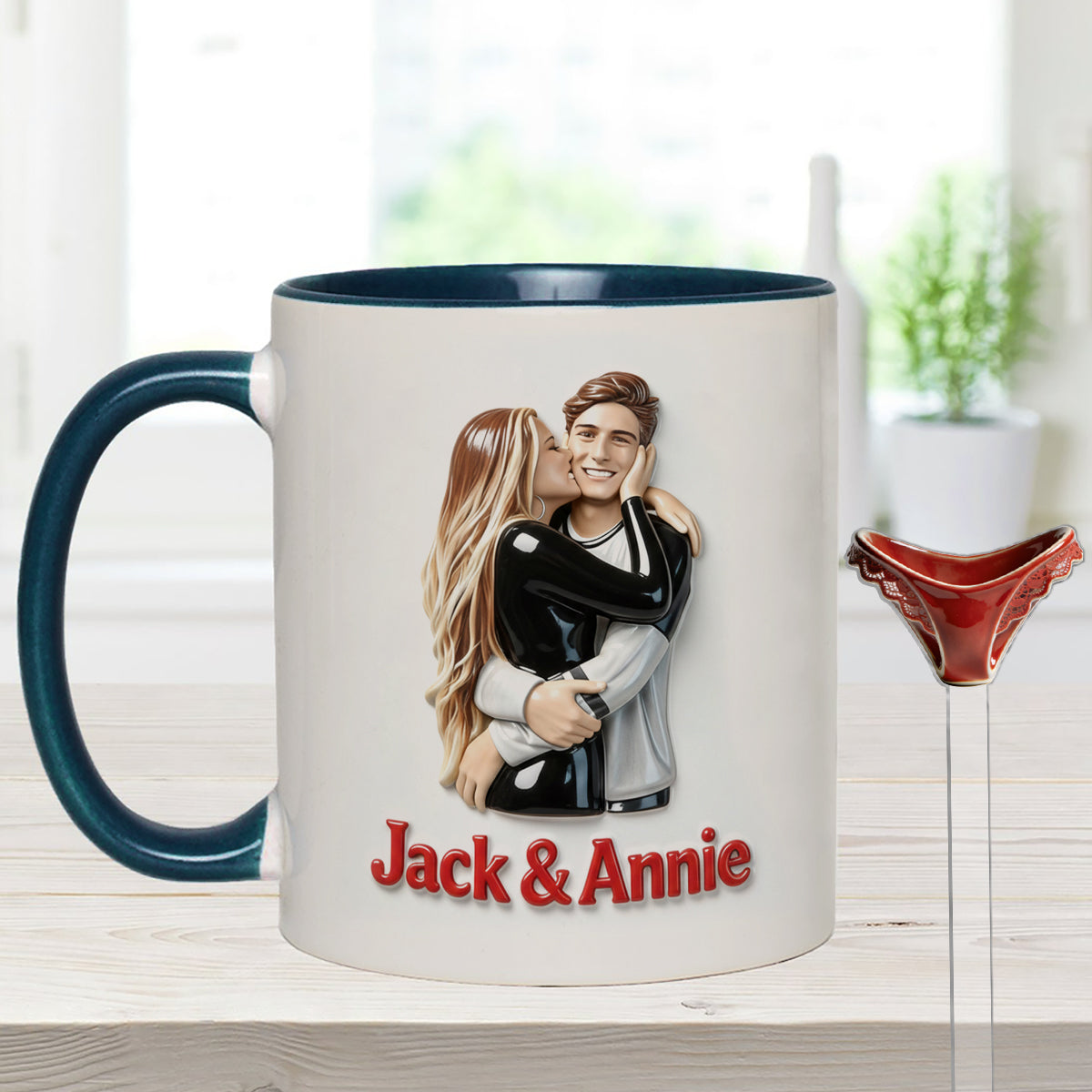 Cadeau idéal pour lui - Mug décoratif personnalisé « Couple épicé » avec agitateurs en acrylique