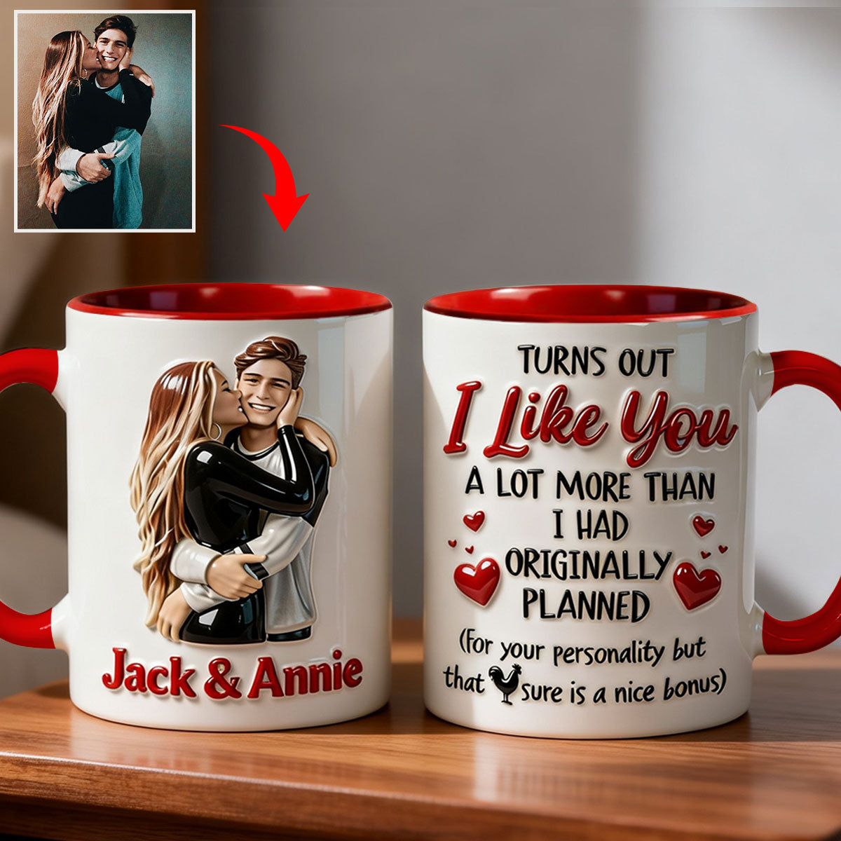 Cadeau idéal pour lui - Mug décoratif personnalisé « Couple épicé » avec agitateurs en acrylique