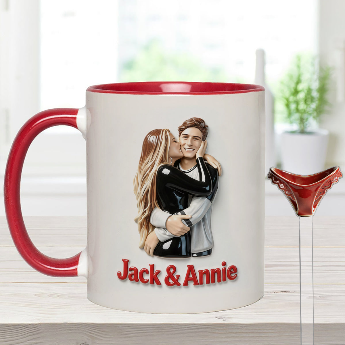 Cadeau idéal pour lui - Mug décoratif personnalisé « Couple épicé » avec agitateurs en acrylique