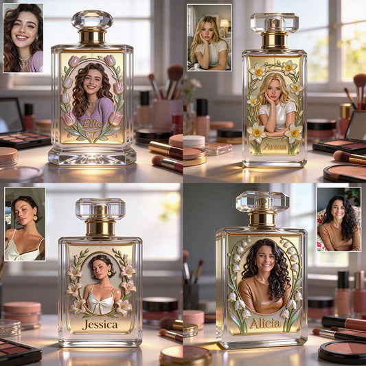 Photo personnalisée - Fleur du mois de naissance - Flacon de parfum rechargeable personnalisé pour s'aimer soi-même