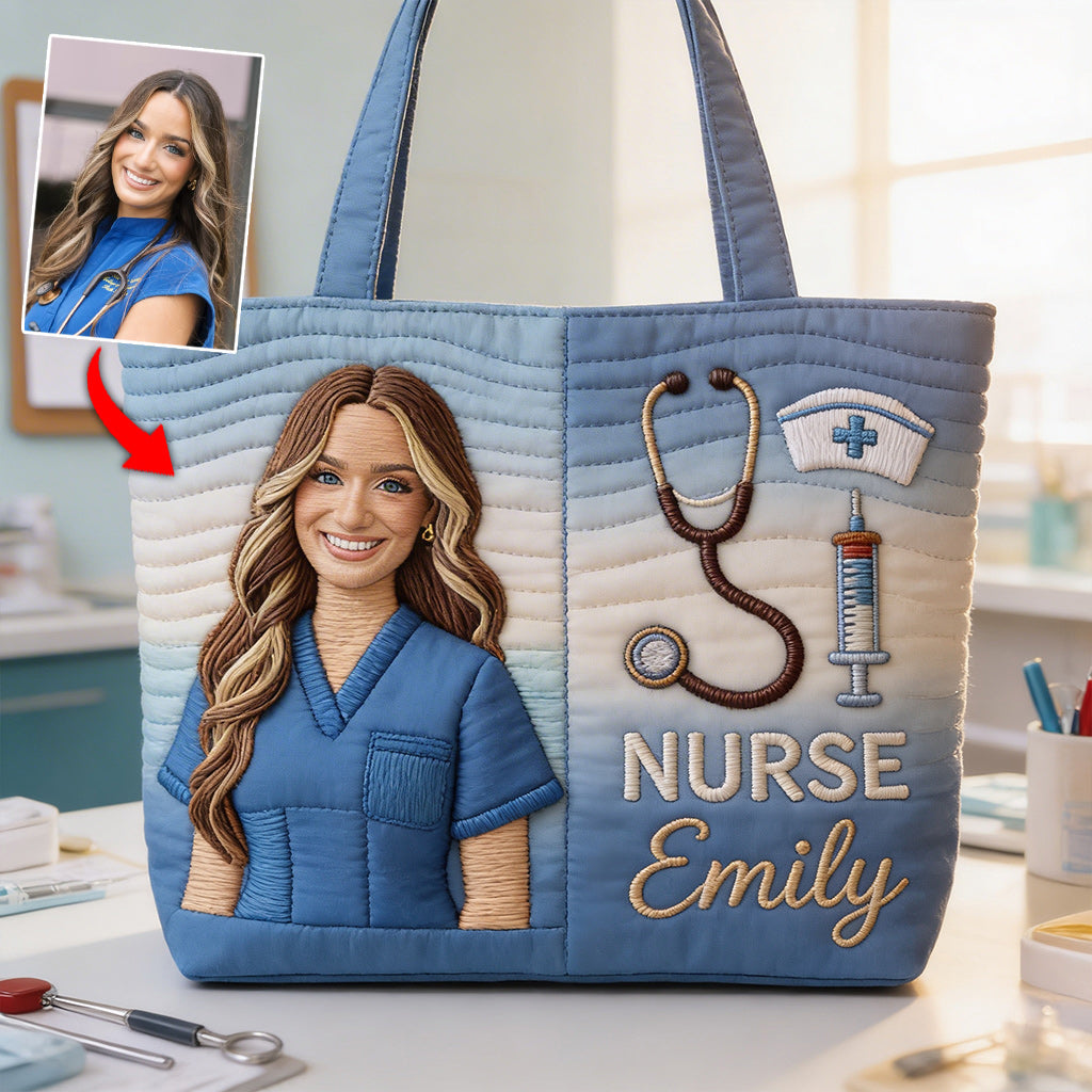 Custom Any Photo Gift For Nurse - Personalized Nurse Quilted Tote Bag