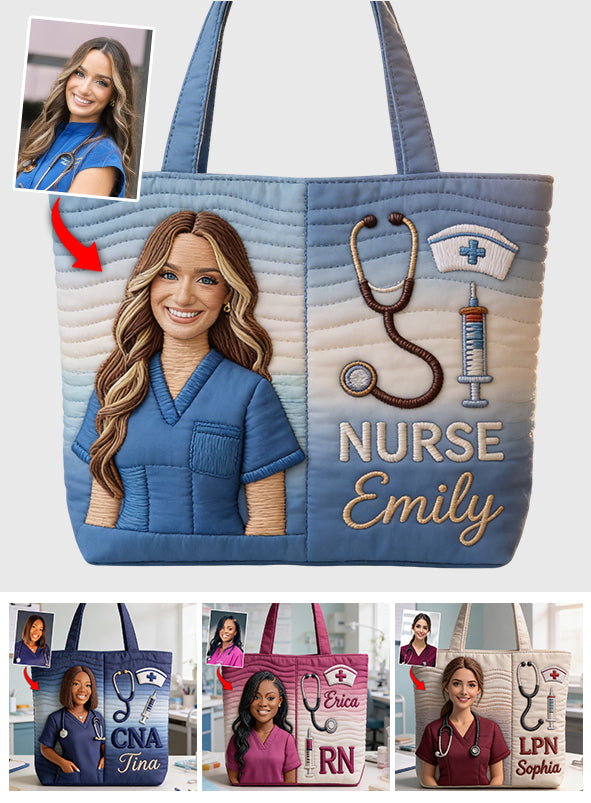 Custom Any Photo Gift For Nurse - Personalized Nurse Quilted Tote Bag