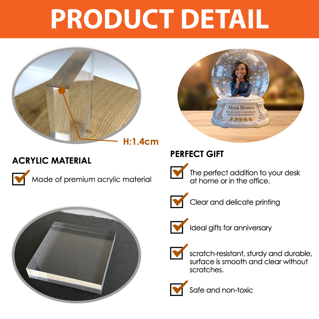 Excellent Coworker. Would Recommend. - Personalized Colleague Custom Shaped Acrylic Plaque