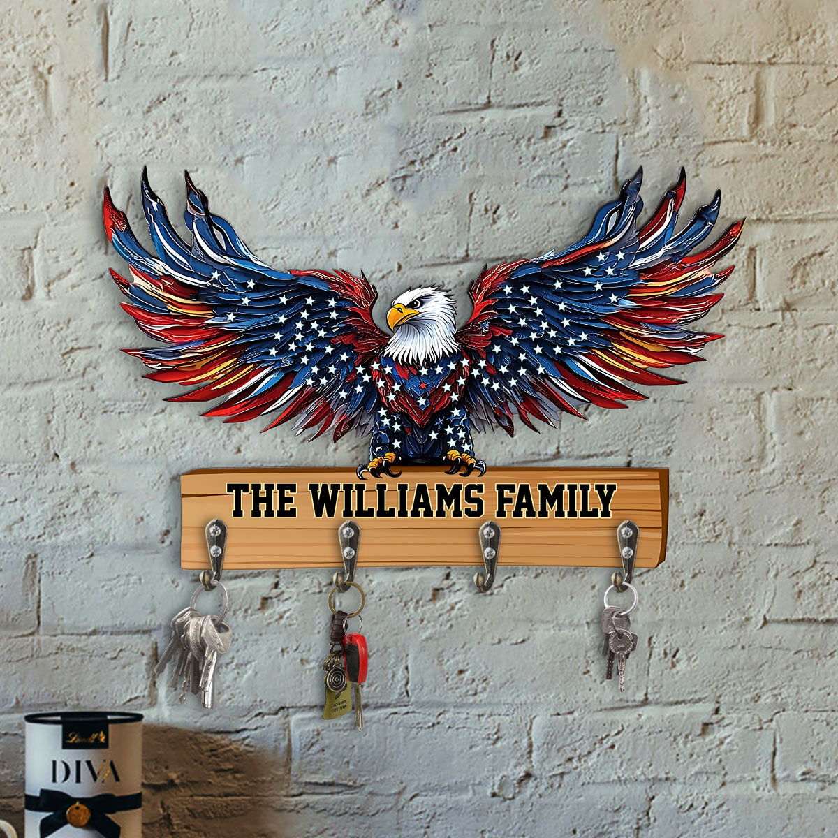 Welcome To Our Family - Personalized Bald Eagle Custom Shaped Key Rack