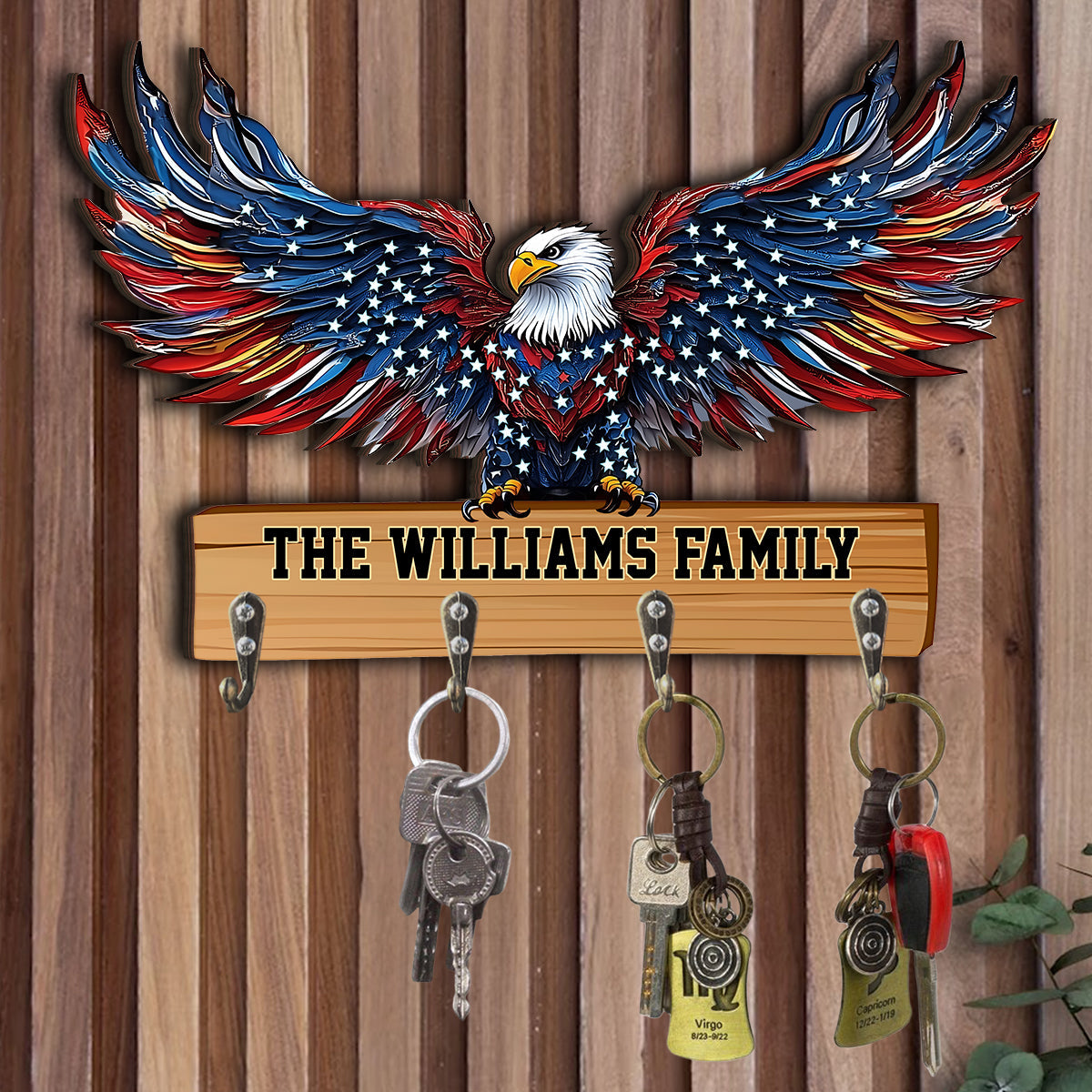 Welcome To Our Family - Personalized Bald Eagle Custom Shaped Key Rack