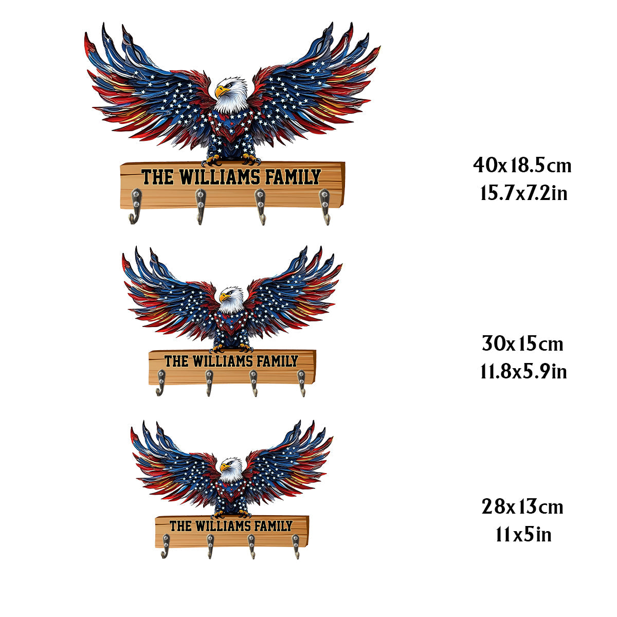 Welcome To Our Family - Personalized Bald Eagle Custom Shaped Key Rack