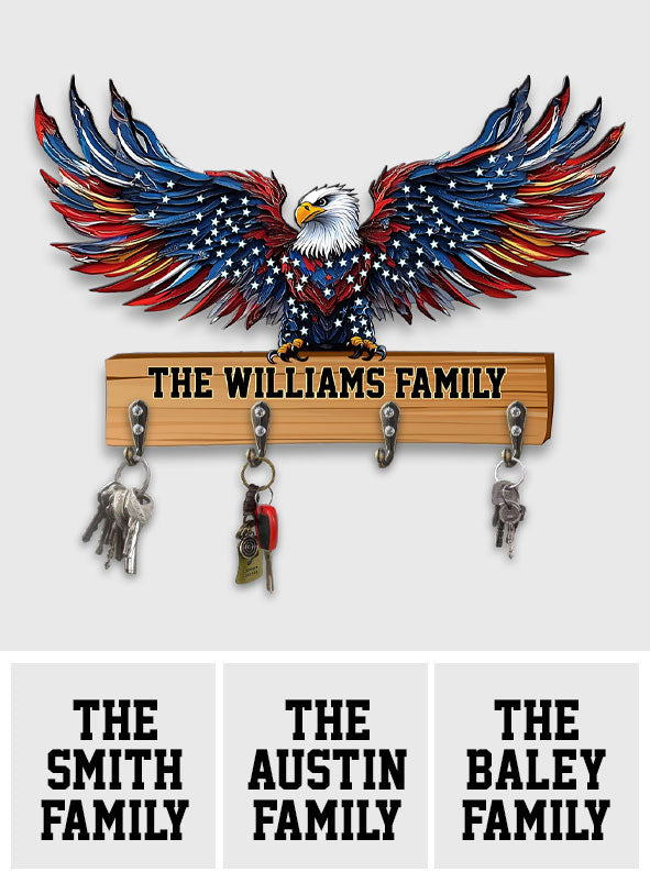 Welcome To Our Family - Personalized Bald Eagle Custom Shaped Key Rack