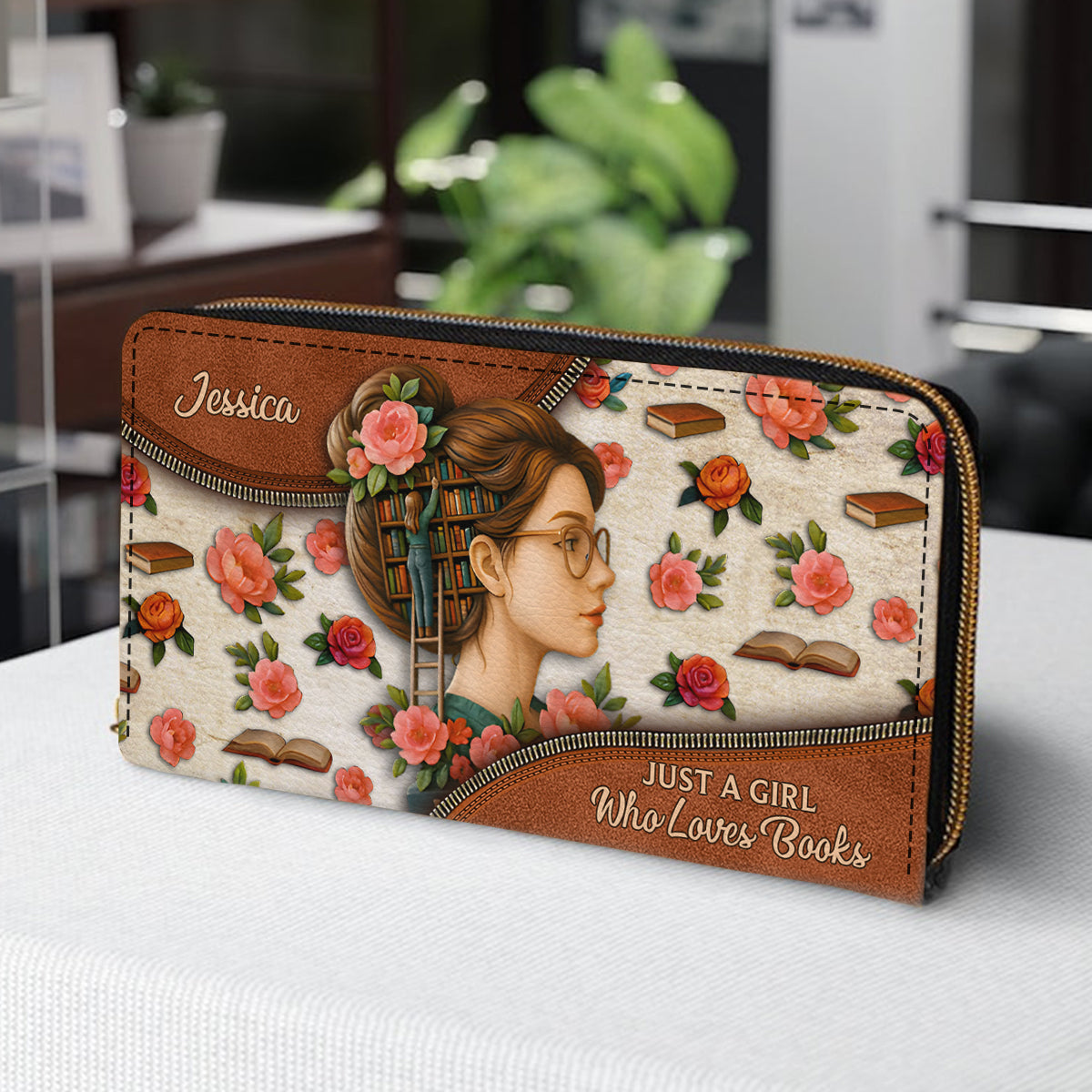 Just A Girl Who Loves Books - Personalized Book Leather Long Wallet