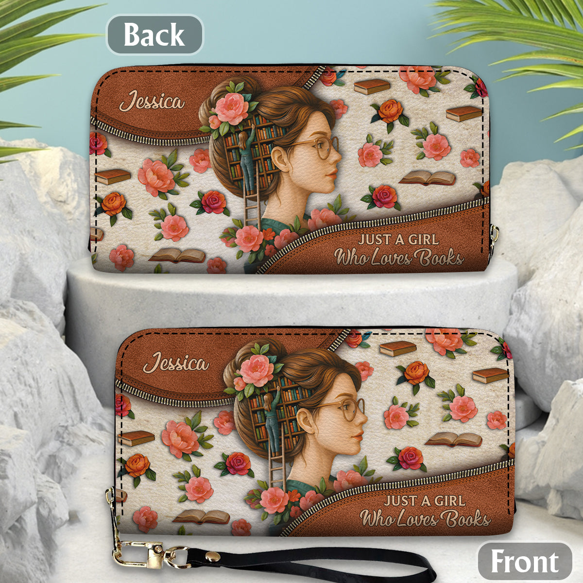 Just A Girl Who Loves Books - Personalized Book Leather Long Wallet