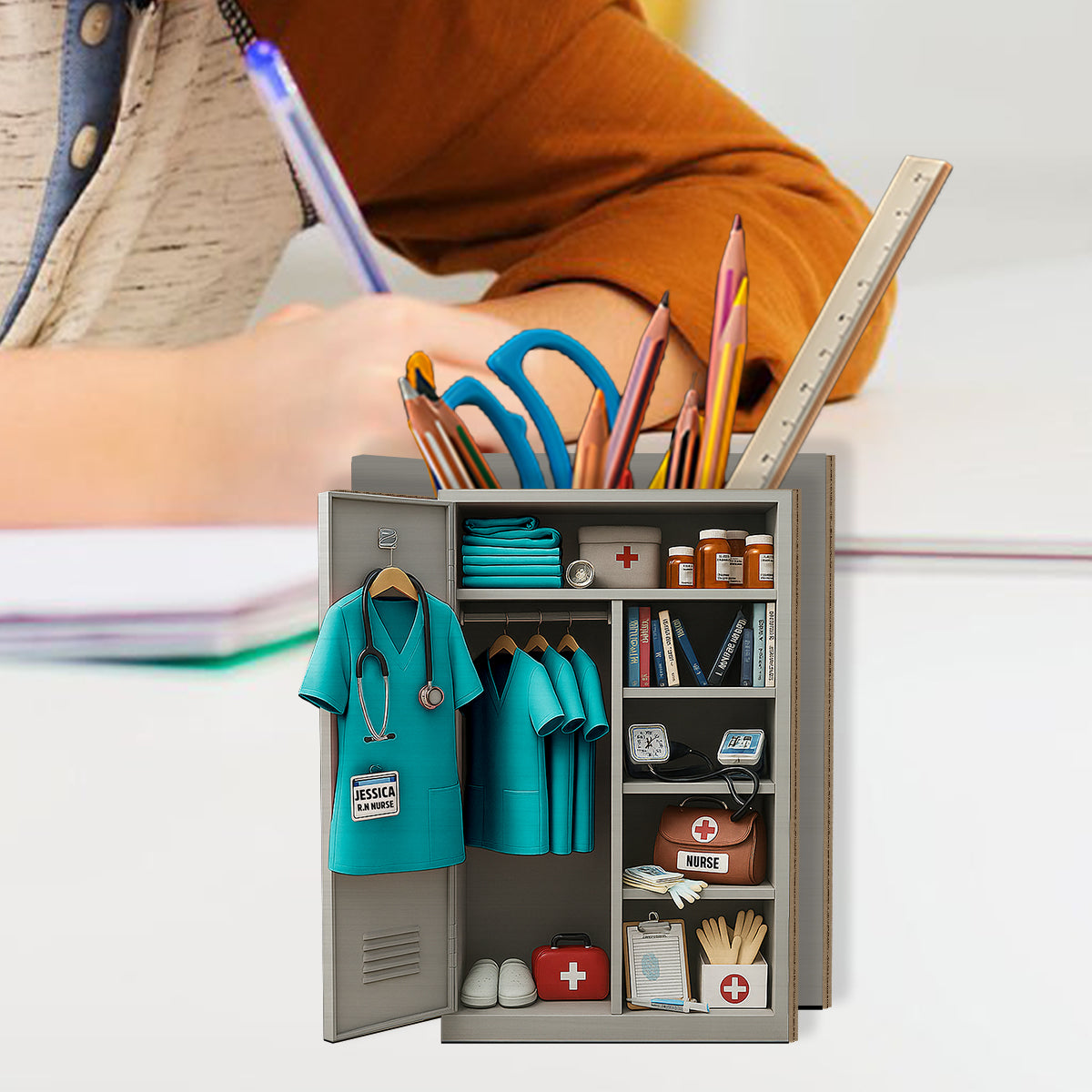 Nurse Personal Locker - Personalized Nurse Wooden Pen Holder