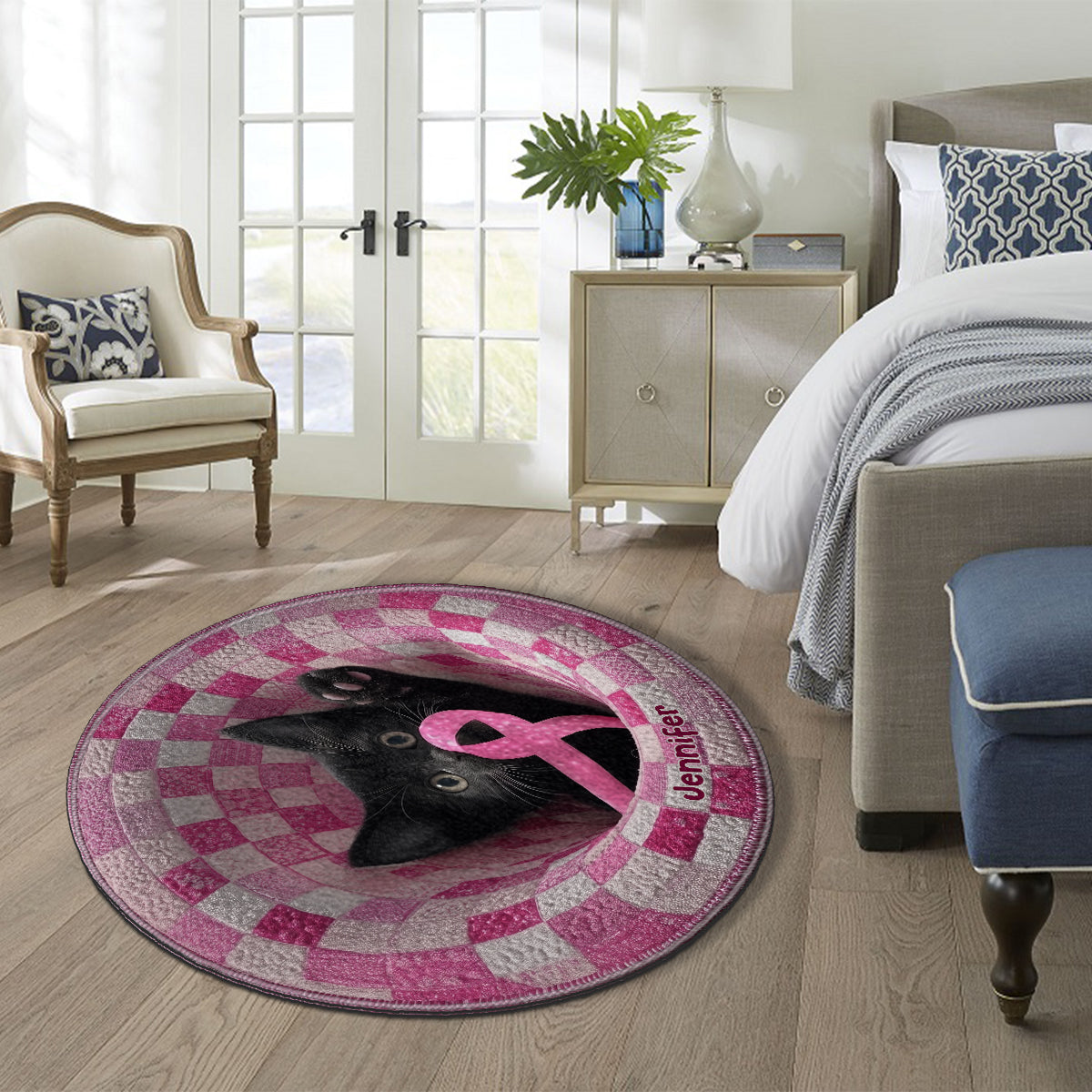 Le Guerrier - Tapis tufté antidérapant personnalisé pour la sensibilisation au cancer du sein