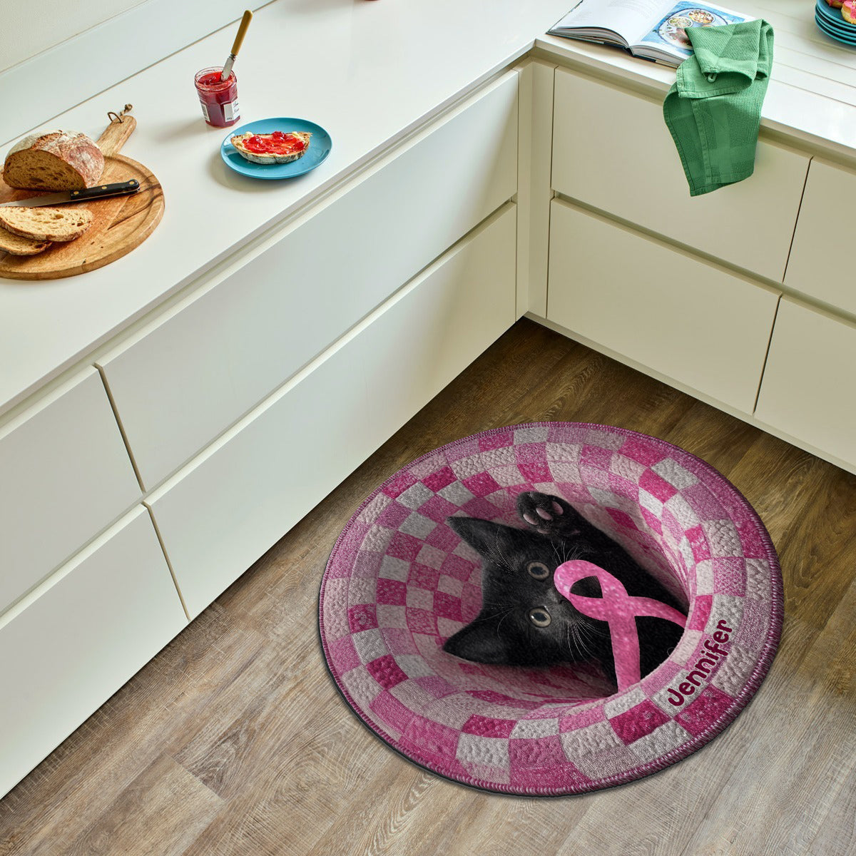 Le Guerrier - Tapis tufté antidérapant personnalisé pour la sensibilisation au cancer du sein